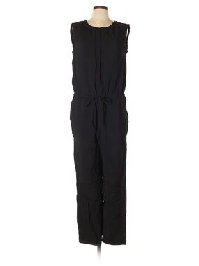 LOFT Black Sleeveless Tie-Waist Jumpsuit